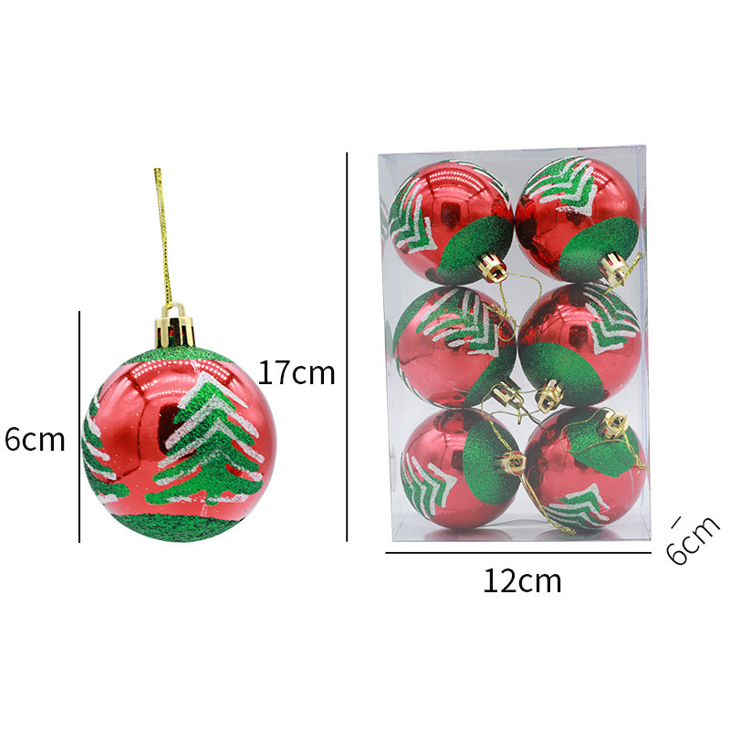 6cm色絵クリスマスボール飾り道具手描きクリスマスボールプラスチックメッキボールクリスマスツリー飾り卸売り|undefined