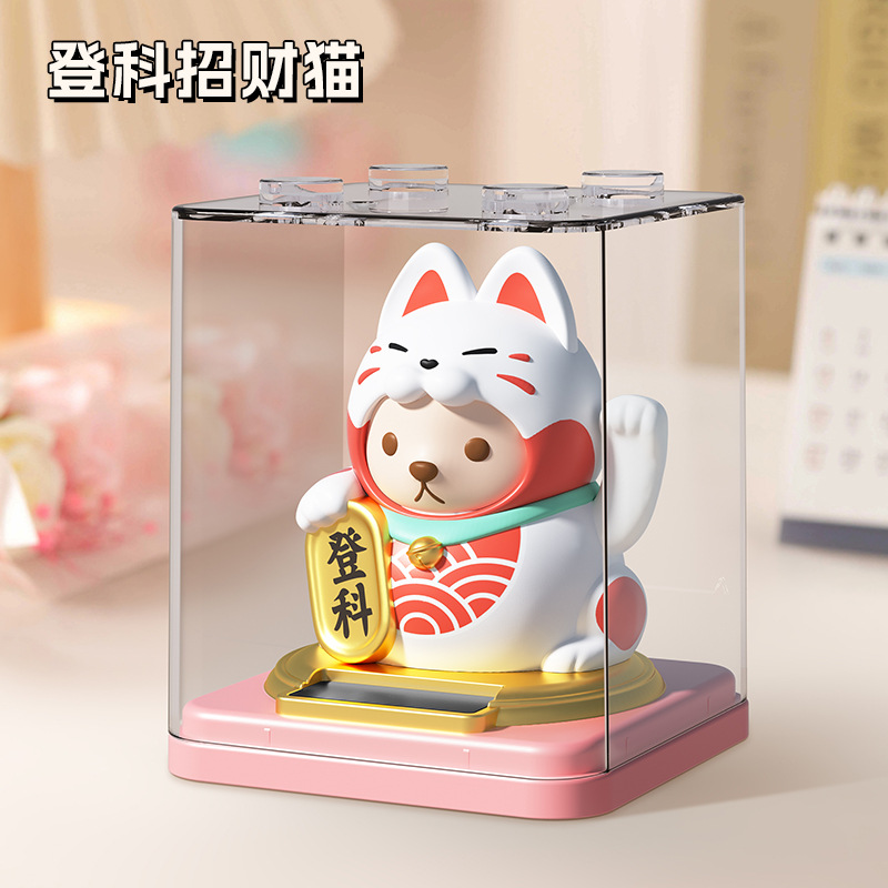 Gato de la suerte solar pequeño gato de la mano de la energía de la luz gato mini gato interior del coche regalo de la oficina decoración de apertura