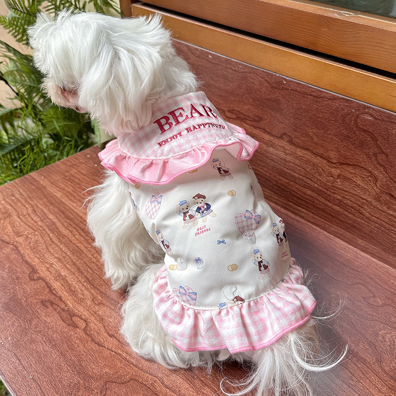 オリジナルの新型ペットダウンベスト秋冬犬猫保温ベスト愛熊レースダウンベスト|undefined
