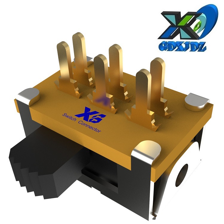 大功率2档开关90度2P2T  卧插两档开关大电流六脚 拨动开关2档3A