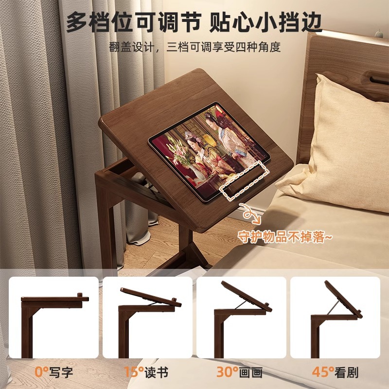 Mesa de computadora plegable móvil pequeña mesa de madera maciza dormitorio mesa de trabajo simple con ruedas escritorio