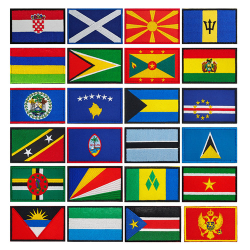 Cloud Wilderness Interesting Ox Multi-National Flag Embroidered Velcro Patch for Clothing Back Pack Decorative Fabric Sticker Badge 8*5cm