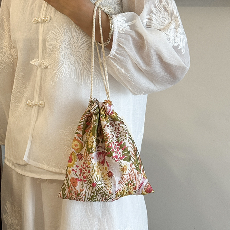Cross-border Amazon Color Flower Small Square Bag Portable Drawstring Portable Storage Bag Makeup Bag Wallet Pencil Bag