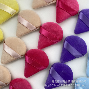 Triangle Mini Crystal Flocking Powder Puff Short Velvet Dry Powder Powder Powder Puff Crystal Velvet Makeup Super Soft Air Cushion