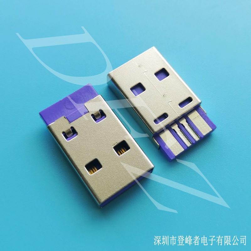 USB2.0 A公短体公头防开口铁壳镀镍PBT白胶铜端镀金usb插头-阿里巴巴