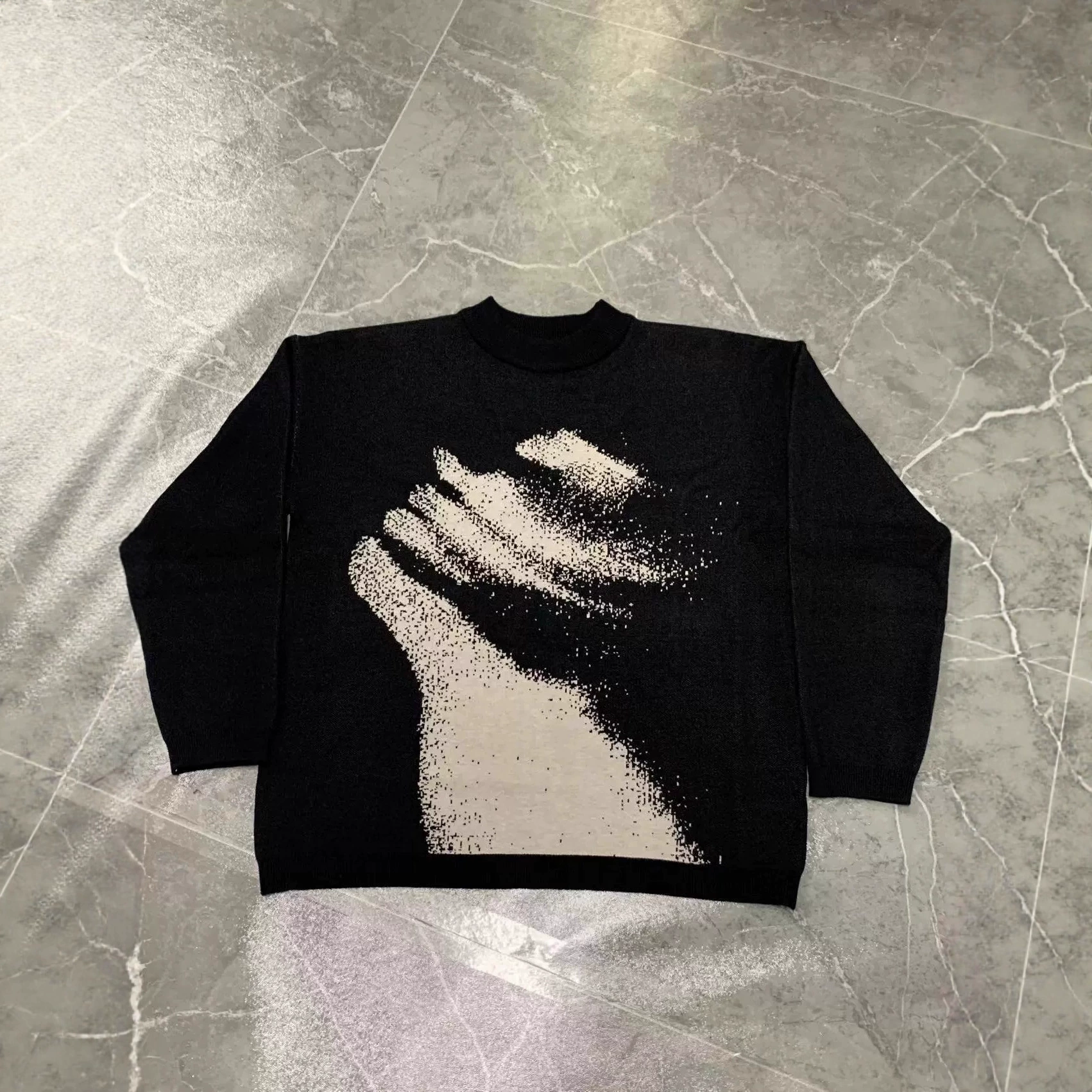 Демисезонный вязаный свитер, oversize, круглый ворот
