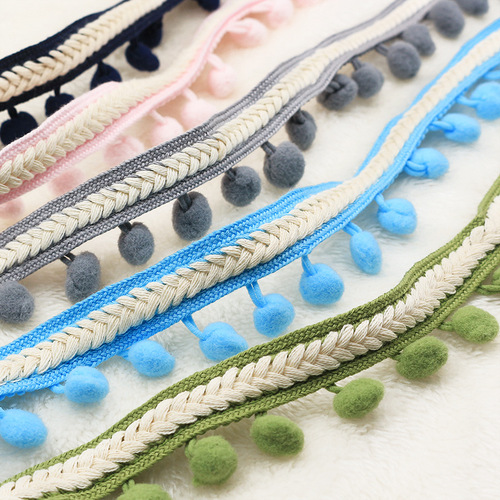 Ethnic color fur ball lace ball diameter 1.2CM clothing accessories skirt curtain decoration supply