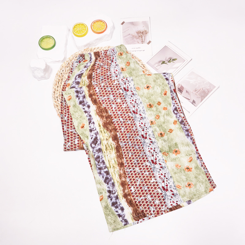 Pantalones de pijama de verano Source 45 de algodón y seda, pantalones anchos de nueve puntos para mujer, finos, talla grande, pantalones holgados para aire acondicionado, pantalones de playa