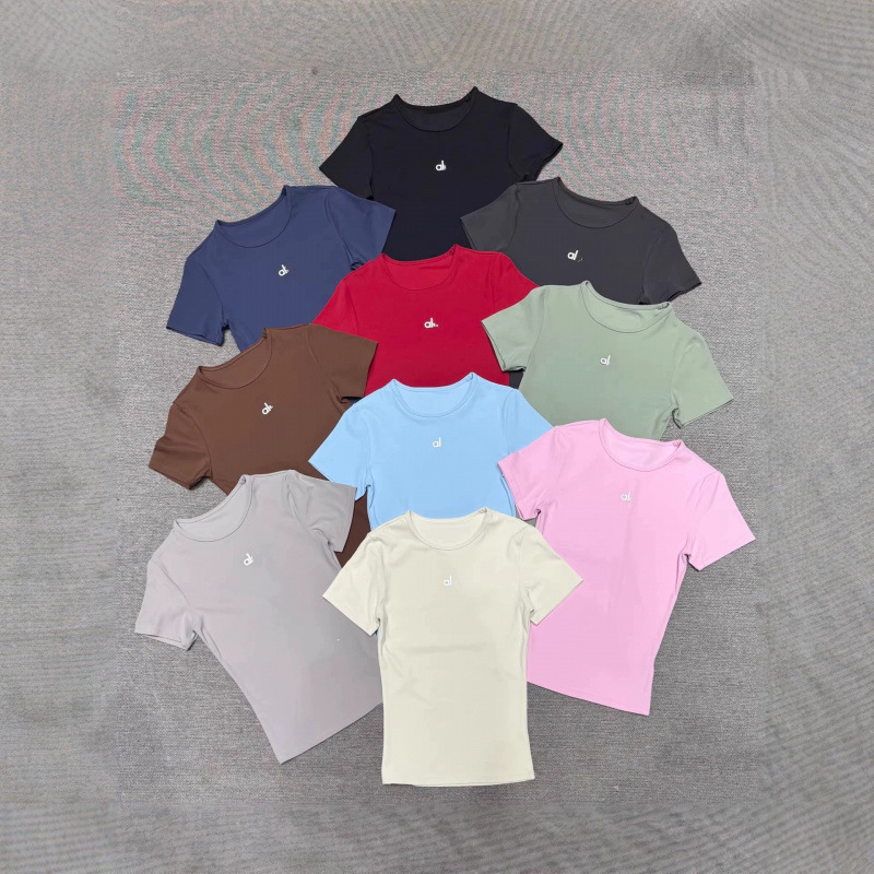 Correct version in stock, 26 new spring/summer styles, European and American women's short-sleeve T-shirts, elegant yoga slim-fit sports T-shirts for women Correct version in stock, 26 new spring/summer styles, European and American women's short-sleeve T-shirts, elegant yoga slim-fit sports T-shirts for women