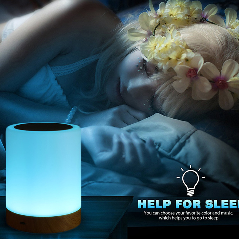 Nuevo control remoto colorido creativo grano de madera recargable noche luz regalo lámpara de noche lámpara de mesa táctil Pat lámpara