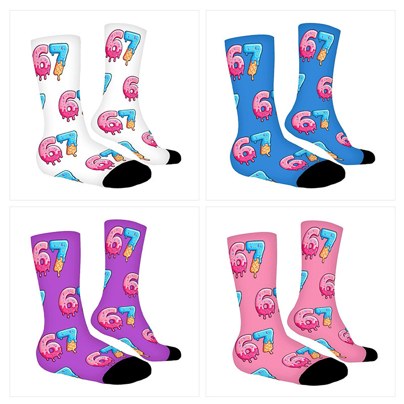 Qin--Cross-Border Socks 3D Digital Printed Socks European and American Sports Socks 360 Seamless Heat Transfer Trendy Socks Digital 67 Medium Qin--Cross-Border Socks 3D Digital Printed Socks European and American Sports Socks 360 Seamless Heat Transfer Trendy Socks Digital 67 Medium