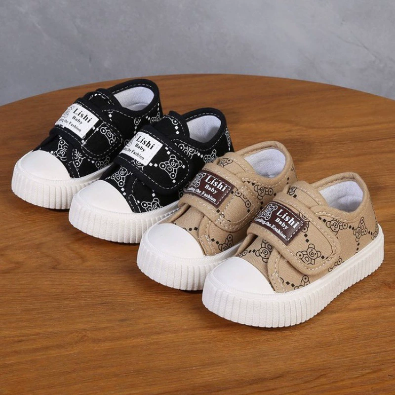 2023 липучка весна и осень детские холстовые туфли для мальчиков и девочек повседневные 1-7 лет детские кроссовки