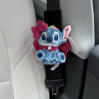 Authentic Lilo and Stitch: Sürətlər qutusu və əl tormozu başlıqları - shoulder-pads-6-black-plush-genuine-squatting-stitch-rose-red-bow-set