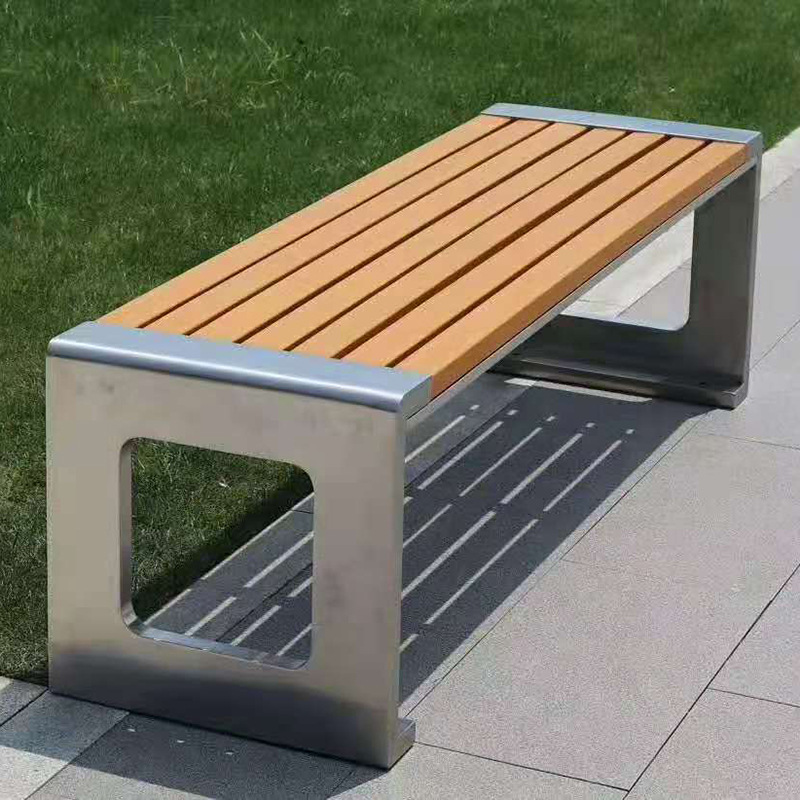 不锈钢创意户外公园椅木铸铝公园椅子户外长椅园林休闲椅批发