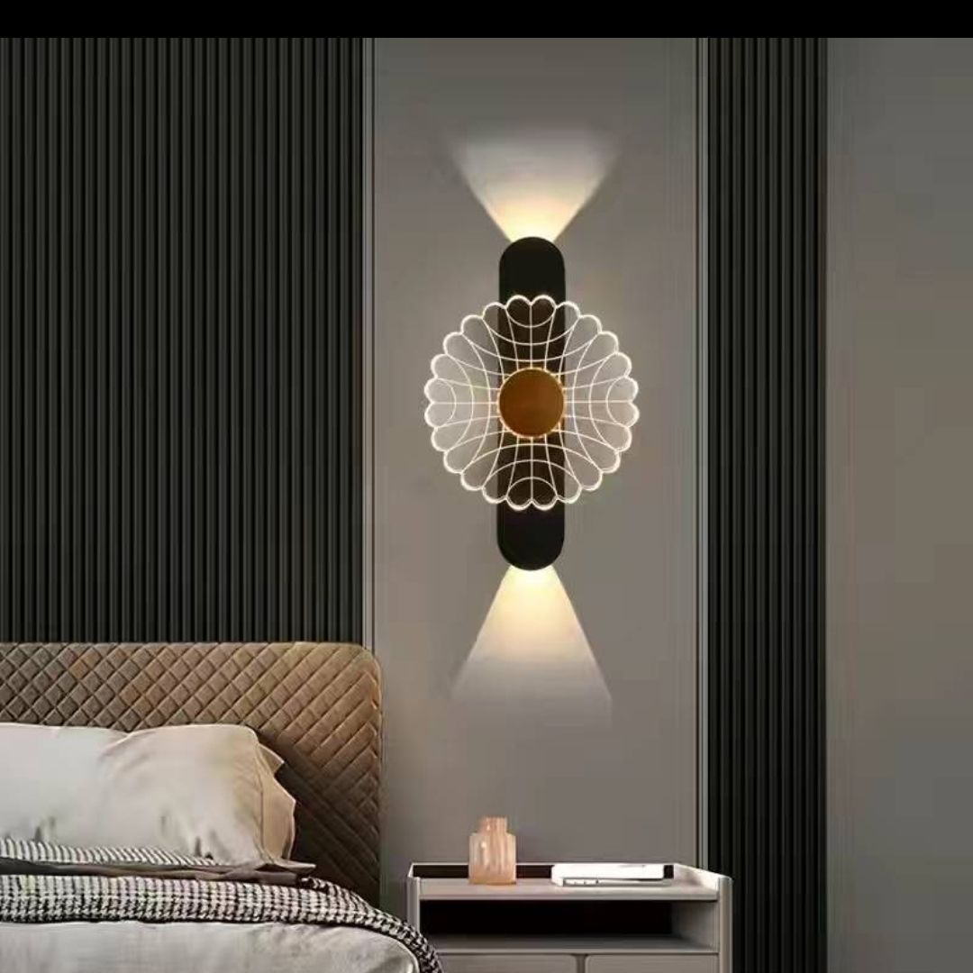 Pared de fondo horizontal simpleins fondo lujoso nuevo tipo de lámpara de pared de ahorro de energía pasillo principal viento moderno control remoto sala de estar lámpara de pared cama