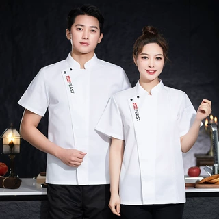 新款特色餐饮厨师工作服短袖工衣大码长袖酒店厨房厨师服装男夏季