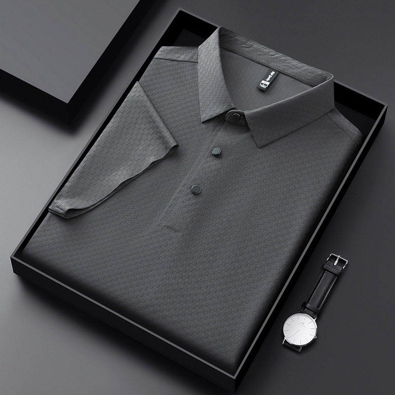 Polo da uomo a maniche corte camicia casual con colletto_voghion.com