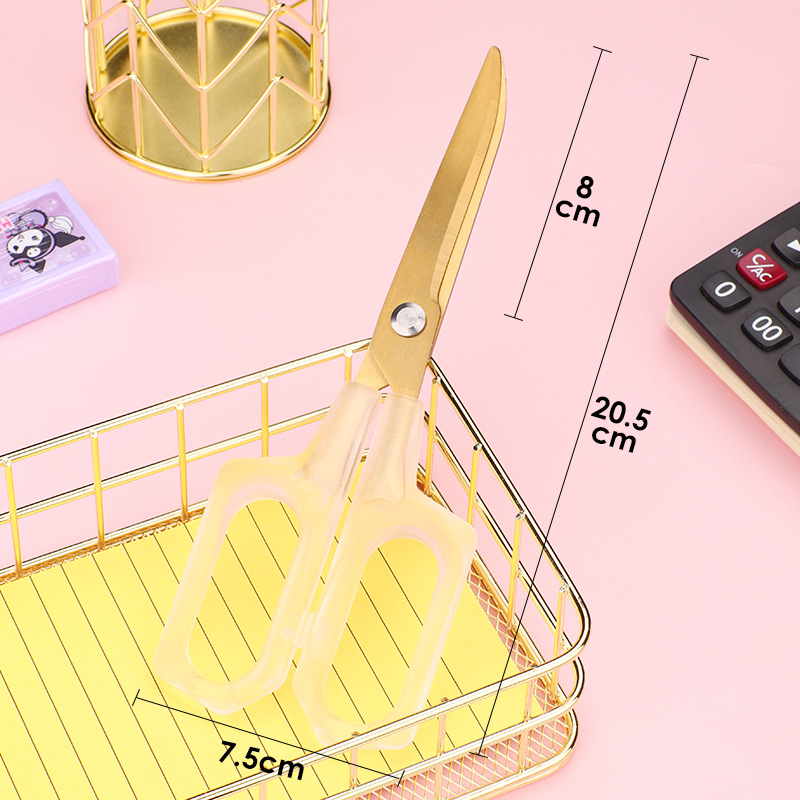 흰색 투명 손잡이 사무실 가위-큰 팔꿈치 금 (카드 포장)