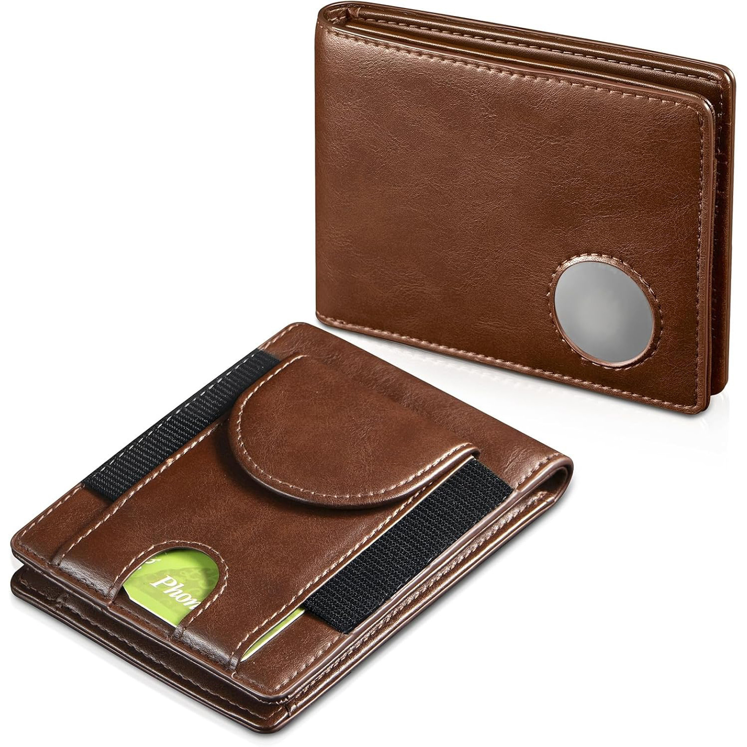 Amazon RFID blindaje multifuncional tarjeta doble doble piel de cera de aceite cartera de gran capacidad cartera de negocios de identificación de hombre