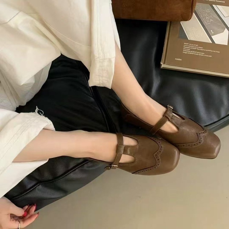 复古平底扣带浅口单鞋女2025年秋季新款韩版小皮鞋英伦风玛丽珍鞋|undefined