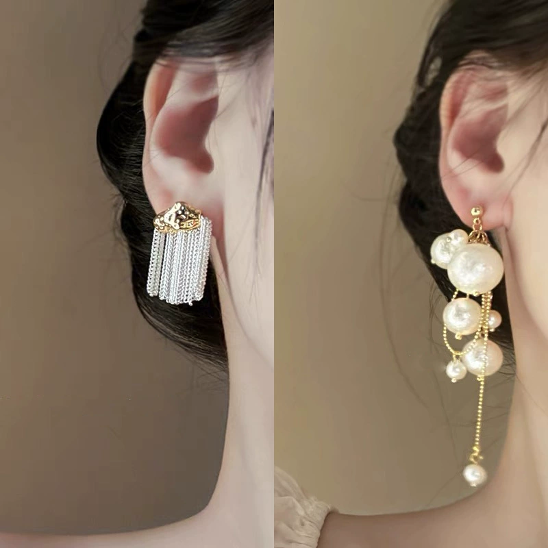 Модные белые серебряные серьги-иглы из жемчуга, широкая цветовая палитра, цветочные мотивы, европейский стиль, высококачественный стиль.