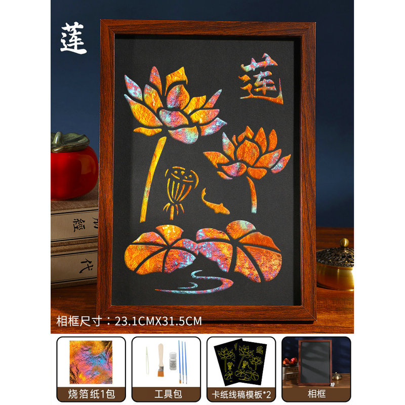 烧箔画diy非遗手工金箔画材料包装饰画国庆节爱国主题中秋节暖场|undefined