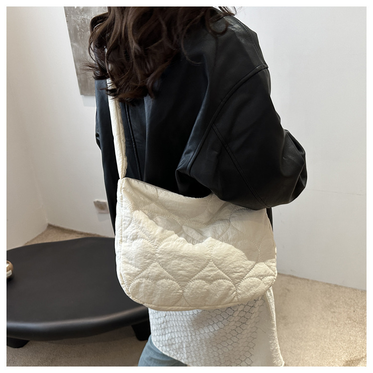 Single Shoulder Strap Strap Type Crossbody Bag Bags Type Women's Down Cloth Solid Color Streetwear Square Zipper Crossbody Bag