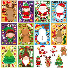 Cm2304012クロスボーダー子供クリスマスdiyサンタクロース雪だるまパズル手帳漫画クリエイティブステッカー