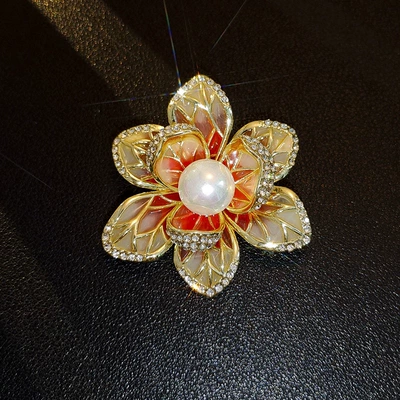 Retro Painted Flower Brooch Yaxa sancaqları - pink