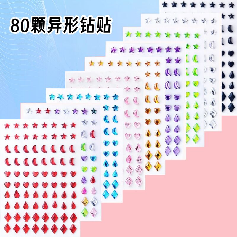 Popular Multi-Color Adhesive-Backed Acrylic Rhinestone Stickers for Children DIY Gem Stickers Irregular-Shaped Crystal Diamond Set