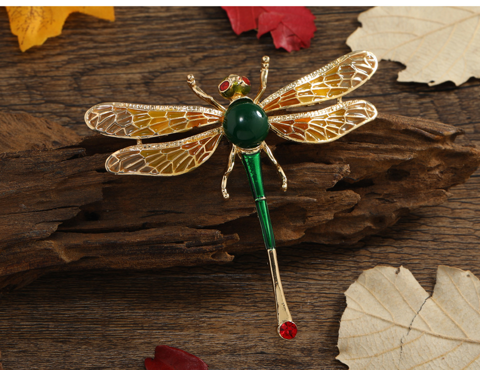 Elegant Retro Dragonfly Alloy Epoxy Plating Inlay Resin Rhinestones Unisex Brooches display picture 5