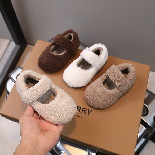 Children's Mao Mao Shoes 2025 Autumn Winter Korean Version Plush Kids' Shoes Girls' Fleece-lined Mao Mao Shoes Girls' Baby Cotton Shoes