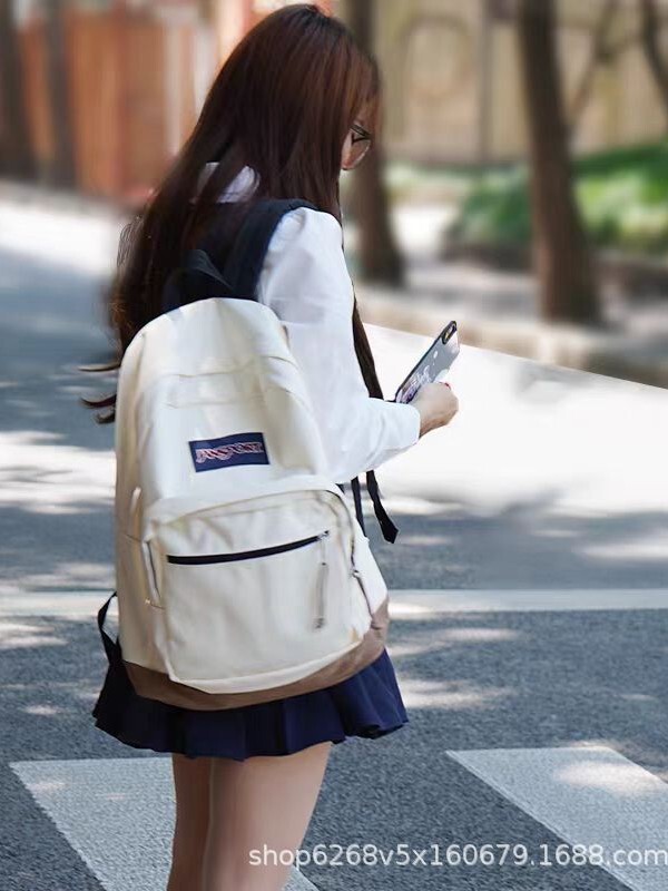 男女兼用クロスボーダーJSバックパック、大容量スエード軽量学生スクールバッグ、シンプルな中学生・高校生バックパックニッチ|undefined