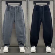 24秋冬新款卫裤简约直筒弯刀裤男士潮牌痞帅百搭色休闲运动长裤