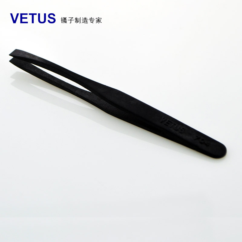 VETUS 704扁头镊子 塑料导电碳纤维夹持工具镊子无尘净化塑料镊子
