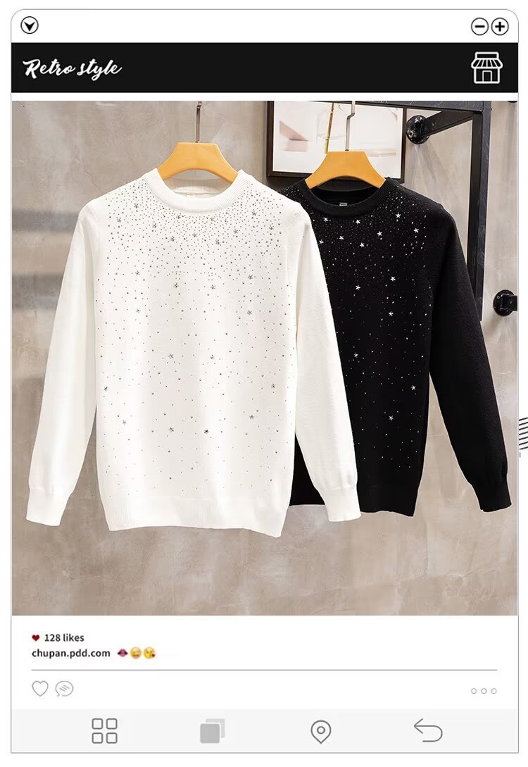 Herren Winter Strickpullover Aus Kaninchenwolle Mit Strasssteinen_voghion.com