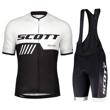 车队SCOTT短袖套装骑行服男子自行车服夏季速干透气短袖单车服装