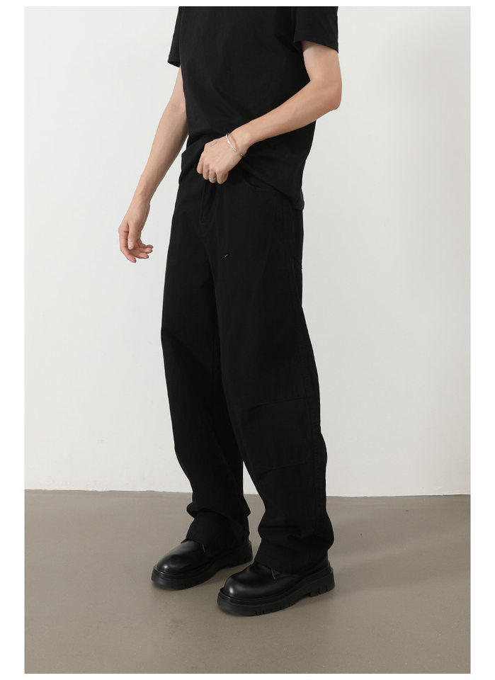 Quần jeans nam ống rộng lưng thun nửa, dáng suông thoải mái — Màu xanh quân đội, màu xám nhạt, màu xám đen, đen chi tiết 14