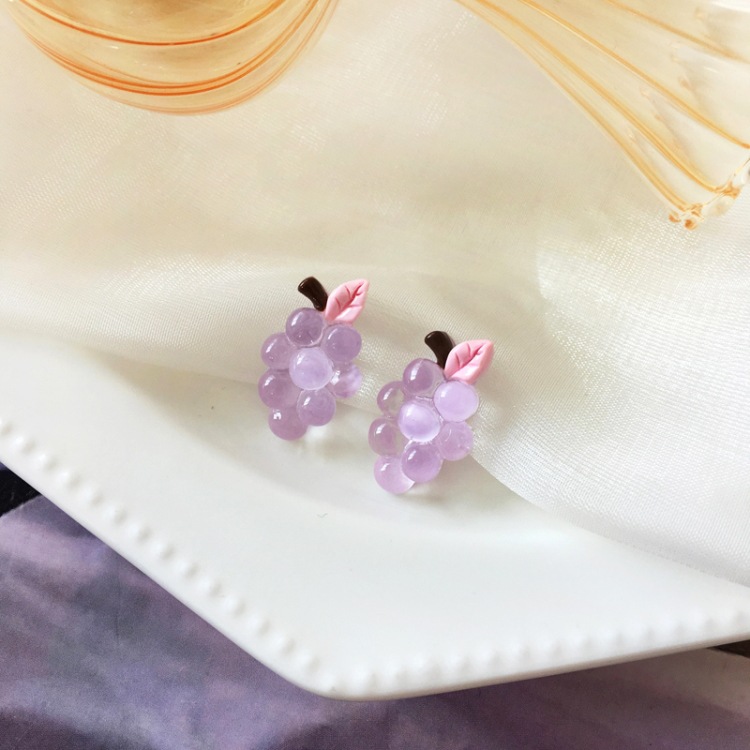 Korean Style Cute Purple Grape Earrings display picture 9