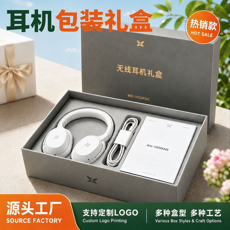 Gift Box with Lid and Base, Earphone Box, Small Batch Gift Boxes for Gifting, High-End, Free Design, Logo Can Be Printed