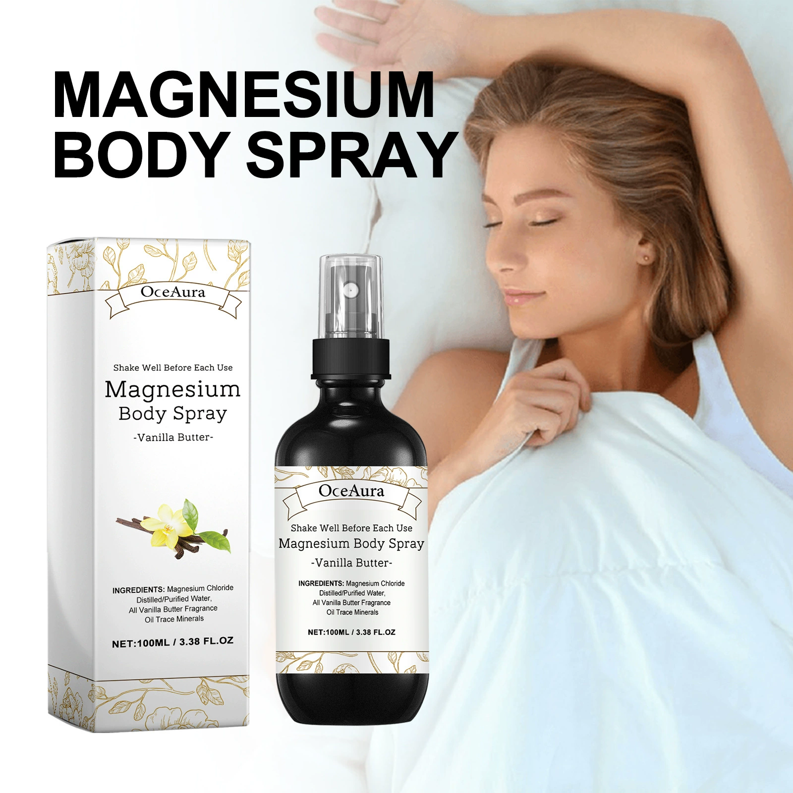 Спрей для ухода за телом OceAura снимает боль в мышцах, помогает спать расслабить тело и тело