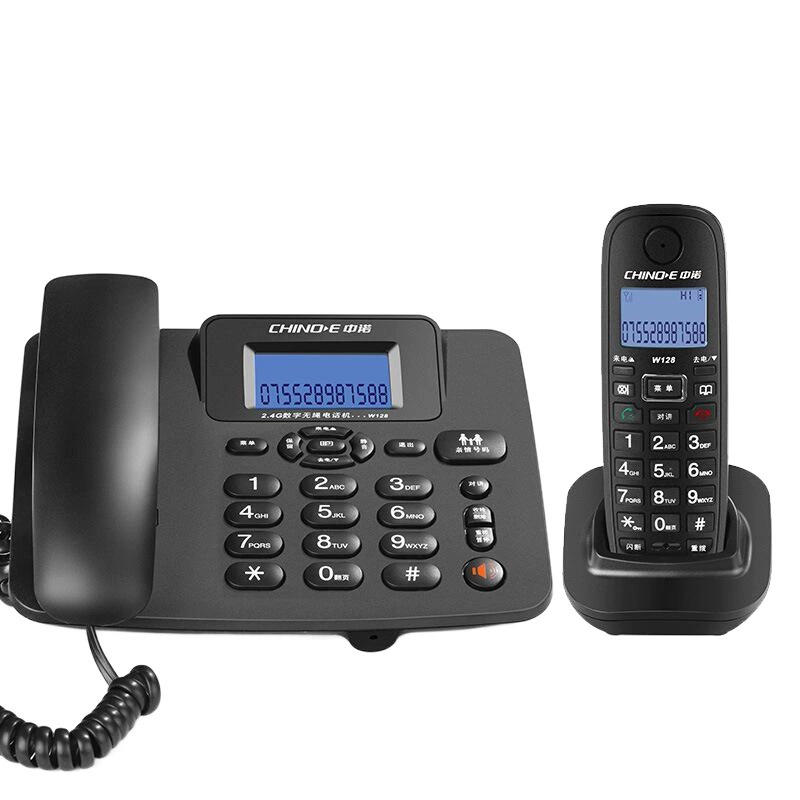 Беспроводной телефон Zhongnuo W128 для дома и бизнеса, стационарный телефон с одной базой и двумя трубками, с функцией определения номера вызывающего абонента