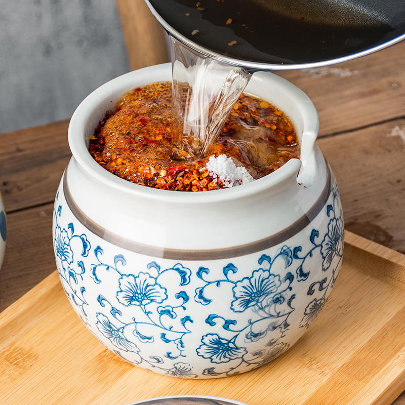 耐高溫調料盒日式陶瓷油潑辣子罐調料罐鹽罐大號豬油罐熱油辣椒榕