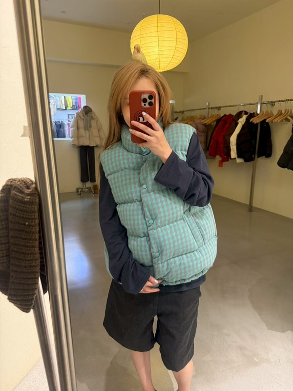 韩国东大门格子羽绒服马甲女2025秋冬新款90白鸭绒宽松立领背心潮|undefined