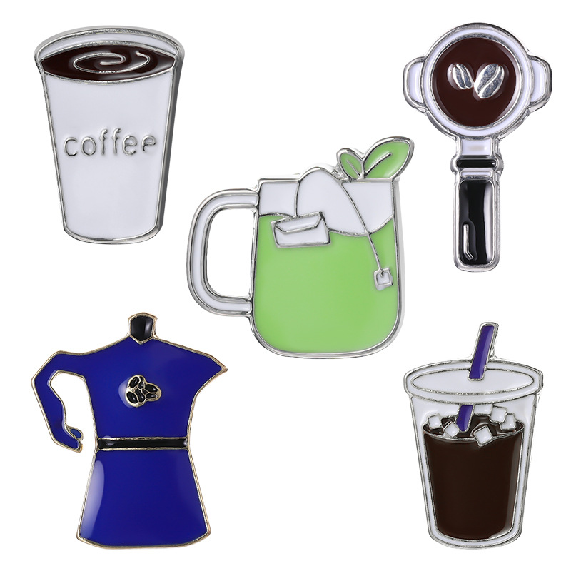 Amazon Style Cartoon Coffee Cup Shape Series Collection Exquisite Small Gift Decorations Metal Badges