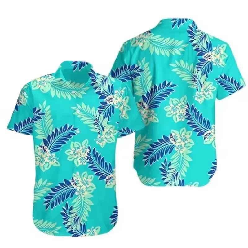 Camisa hawaiana de un solo pecho suelta de manga corta de verano para hombre simple y fresca playa de vacaciones flores estampadas en 3D