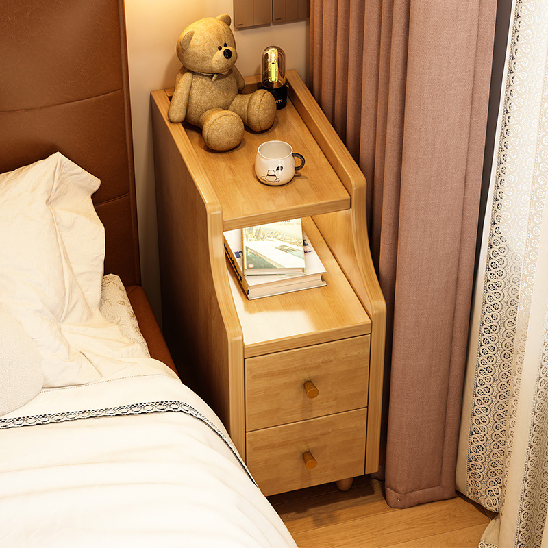 Narrow Solid Wood Bedside Table Simple Modern Gap Storage Cabinet Ultra Narrow Bedroom Household 30cm Mini Cabinet