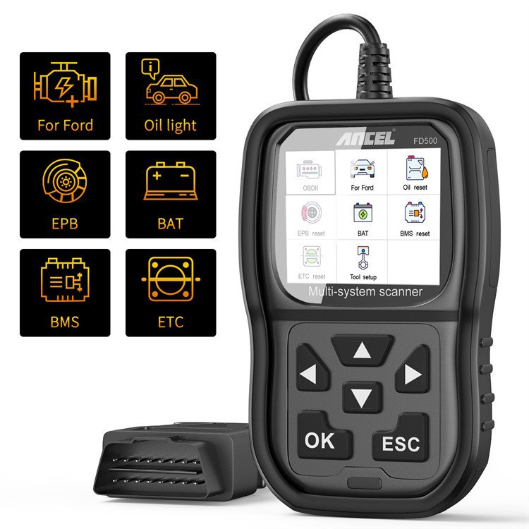 ANCEL FD500 is suitable for Ford full-system diagnostic tools, maintenance, reset instruments, and OBDII detection