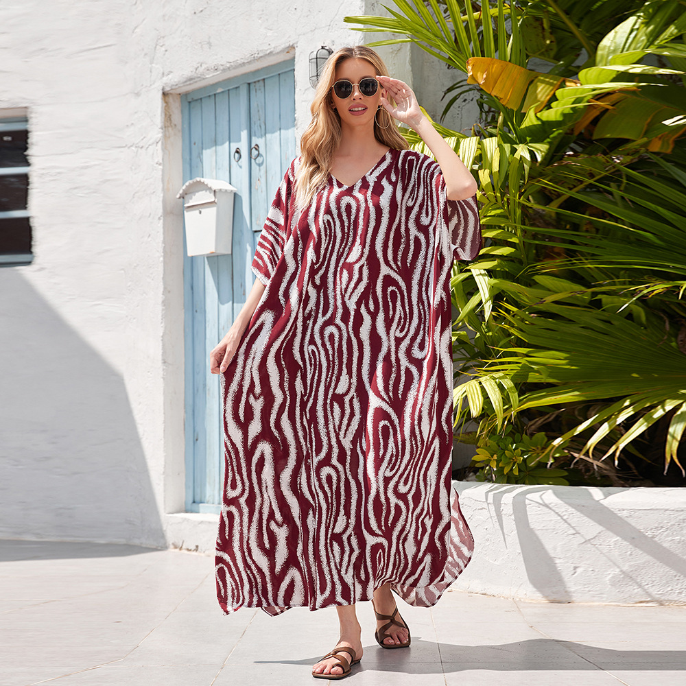 4 colores transfronterizos Amazon rayón impreso playa blusa vestido bohemio bikini cubierta hasta 3905