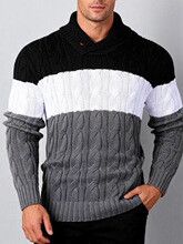 J 11938 Color Block Round Neck Knit Sweater ƴɫԲ��ë��